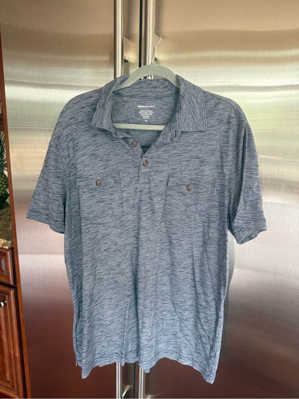 Banana Republic Men’s Heather Blue Polo Shirt, XL